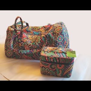 Vera Bradley Large Duffle & Train Case Set